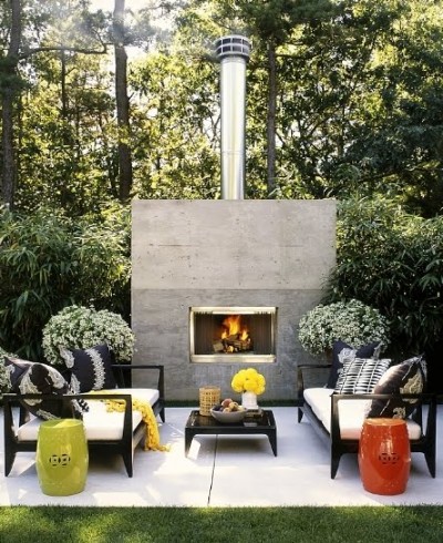 Outdoor Living Rooms on Roger Davies Outdoor Living Room Large Modern Fireplace Black Grey